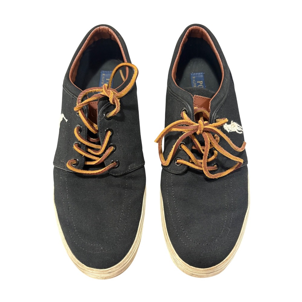 Polo Ralph Lauren Faxon Low Mens Black Canvas Sneakers 11D 01087 E19